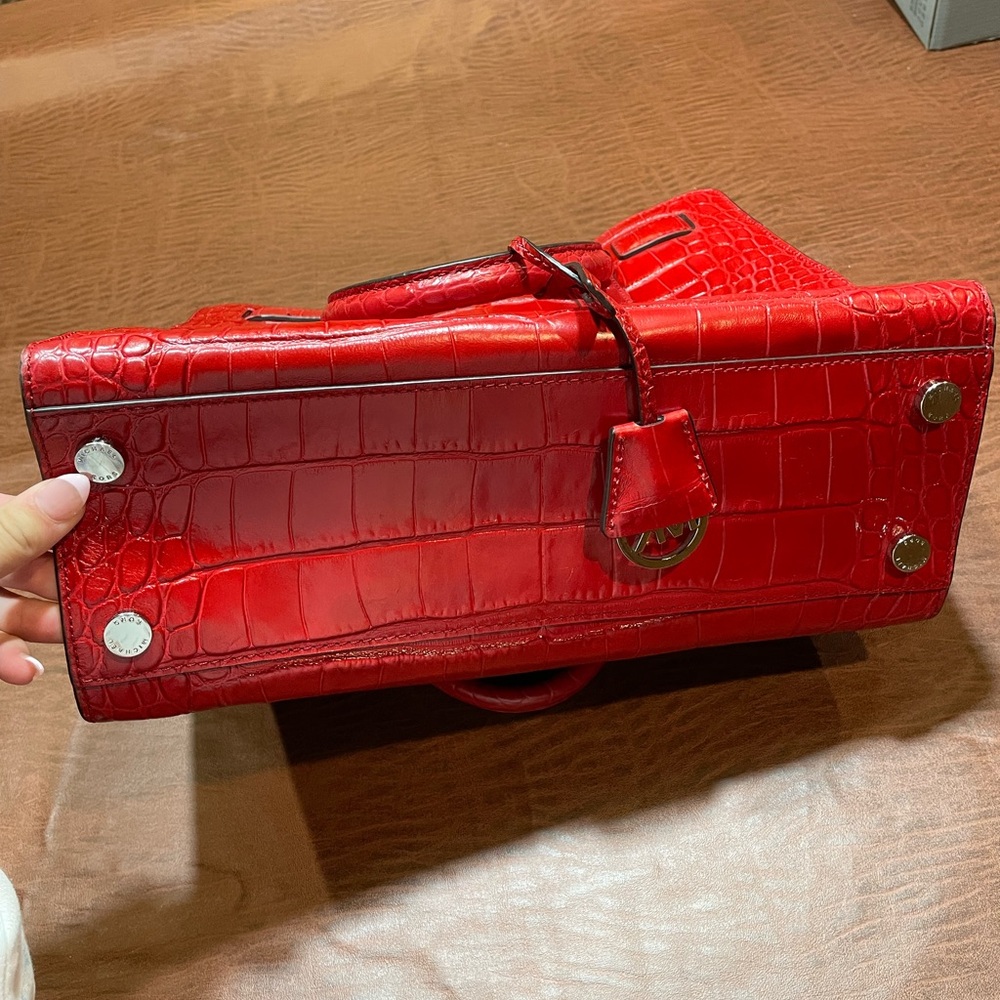 Michael Kors Red Embossed Satchel - Picture 2 of 6